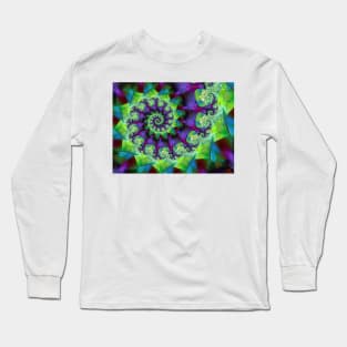 purple and green fractal spiral Long Sleeve T-Shirt